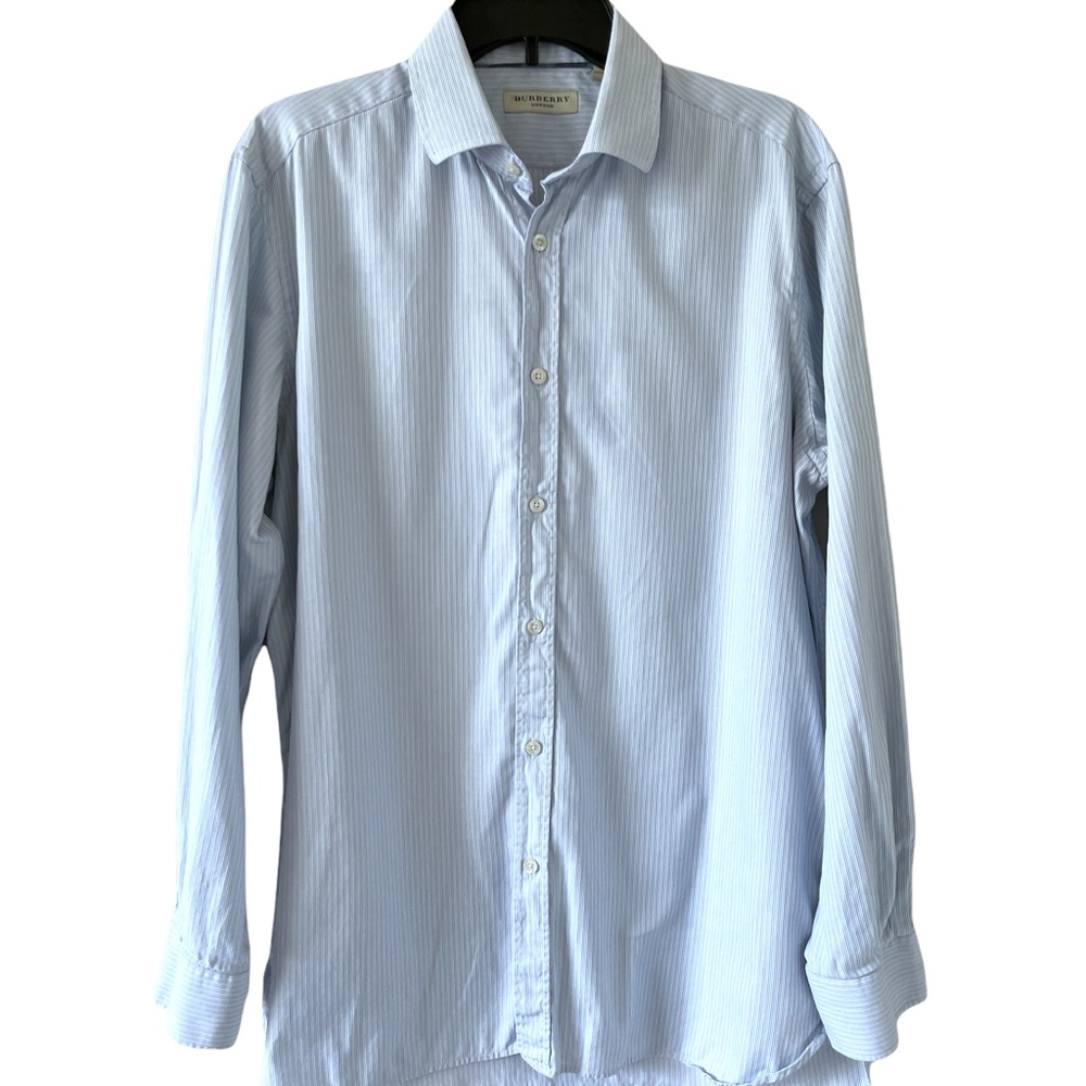 Burberry London Blue and white long sleeve button up 16 1/2-42